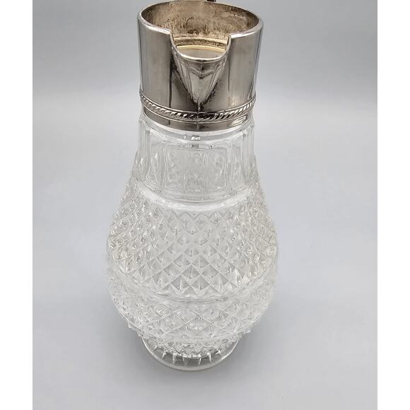Vintage Sheraton-like Cut Crystal Water Pitcher Claret Jug Decanter - Picture 7 of 10